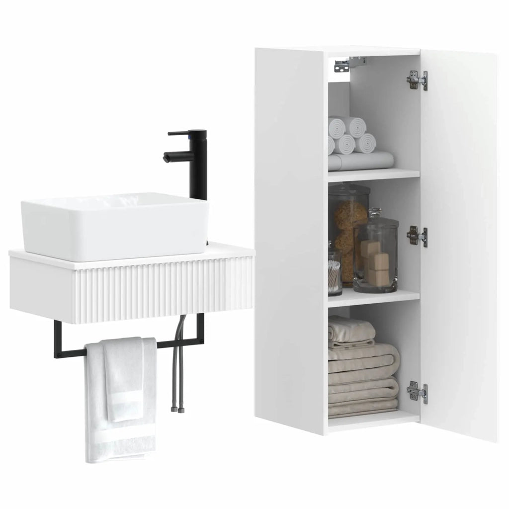 Set di mobili per il bagno 2 pz Bianco Lucido 3406107