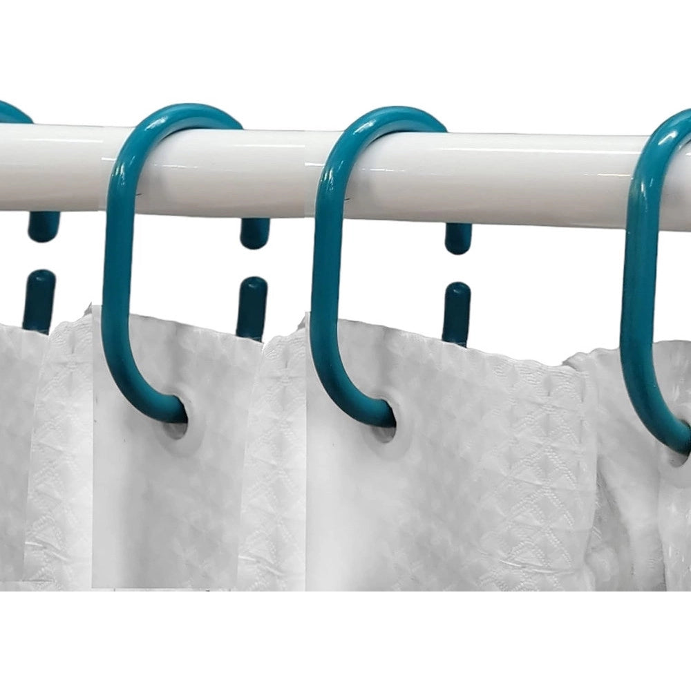 Trade Shop - Set 12pz Anelli Ganci Per Tenda Da Doccia Box Bagno In Plastica Pp Azzurro 87245 -