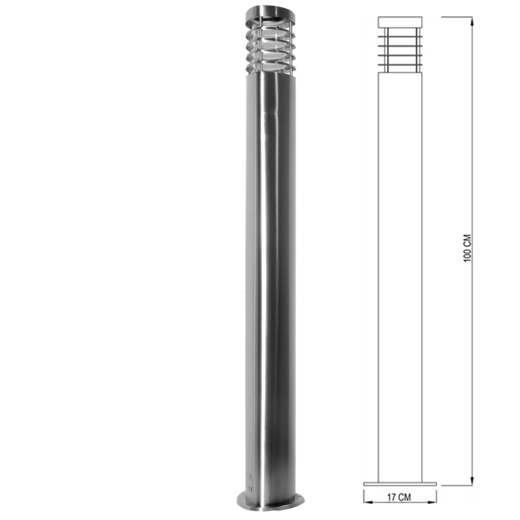 ESTADA Lampione LED palo acciaio inox impermeabile lampada attacco E27 100cm luce giardino cortile viale 230V