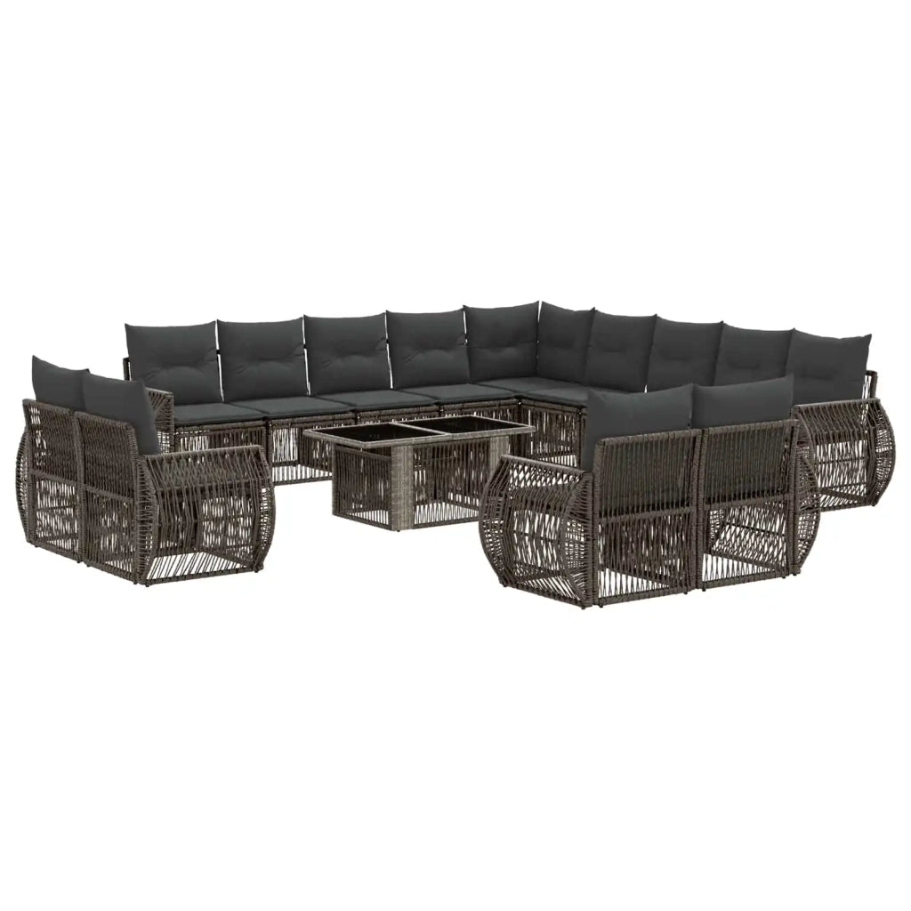 Set Divano da Giardino 14 pz Grigio e Grigio Scuro polyrattan 3437030