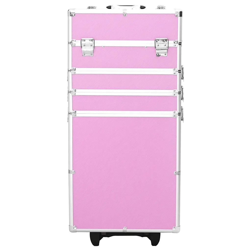 Valigia Trolley per Cosmetici Alluminio Rosa 91816