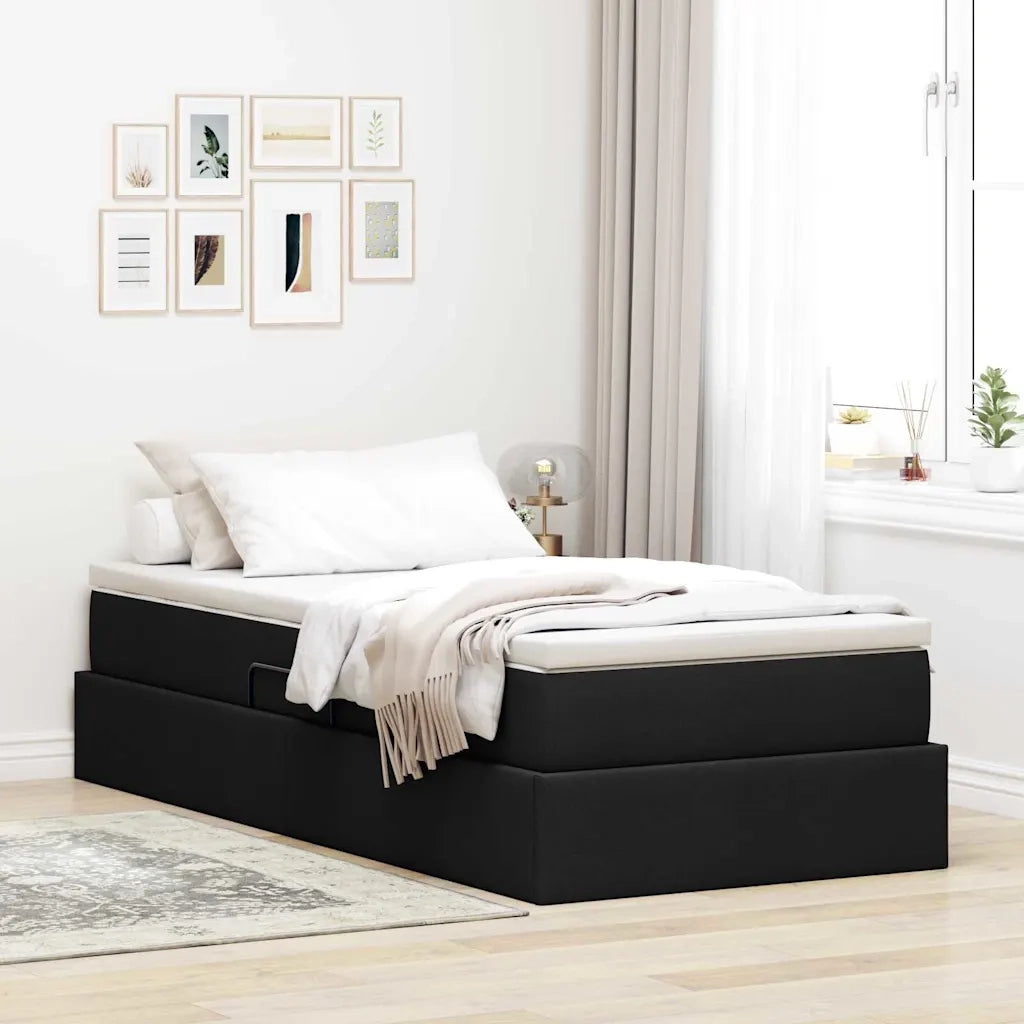 Letto con contenitore e materasso Nero 90 x 190 cm Poliestere