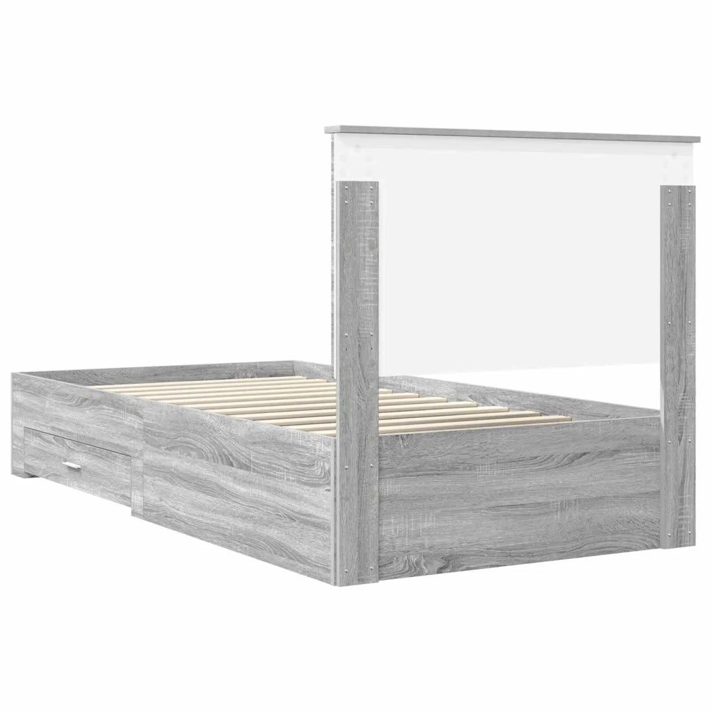 Struttura del letto con testiera Grigio Sonoma 100 x 200 cm 3411346