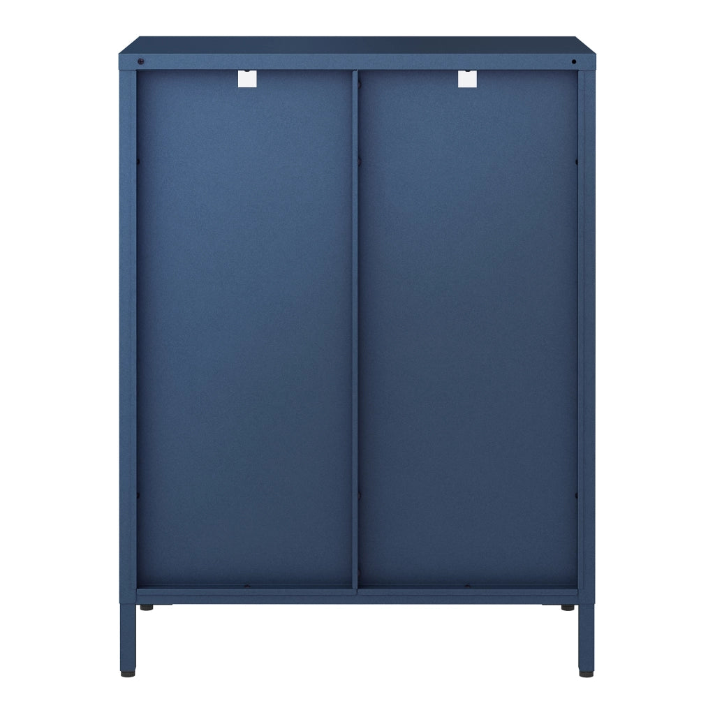 Credenza Säkylä Comò con Ante in Vetro Scanalato 84x64x35 cm Blu Marino [en.casa]