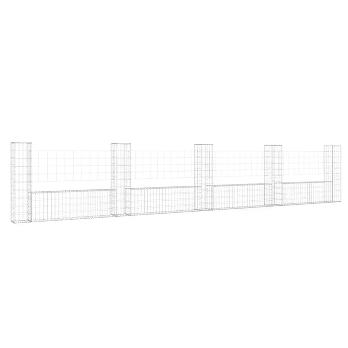 Cesto Gabbione a U con 5 Pali in Ferro 500x20x100 cm