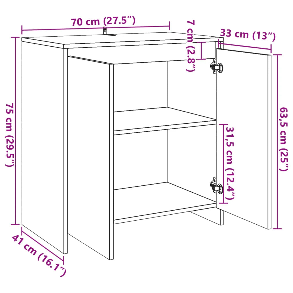 Buffet credenza cassettiera armadio mobile contenitore organizer per cucina soggiorno salotto fatto a mano 70 x 41 x 75 cm legno ingegnerizzato marrone 02_0030820