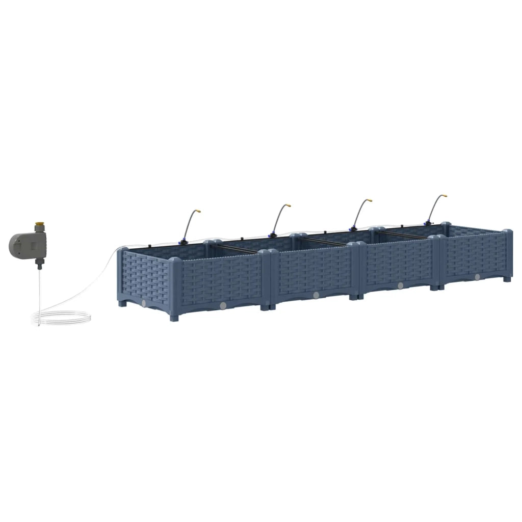 Vaso da giardino 4 pcs Grigio 160 x 40 x 22 cm Plastica 42002867