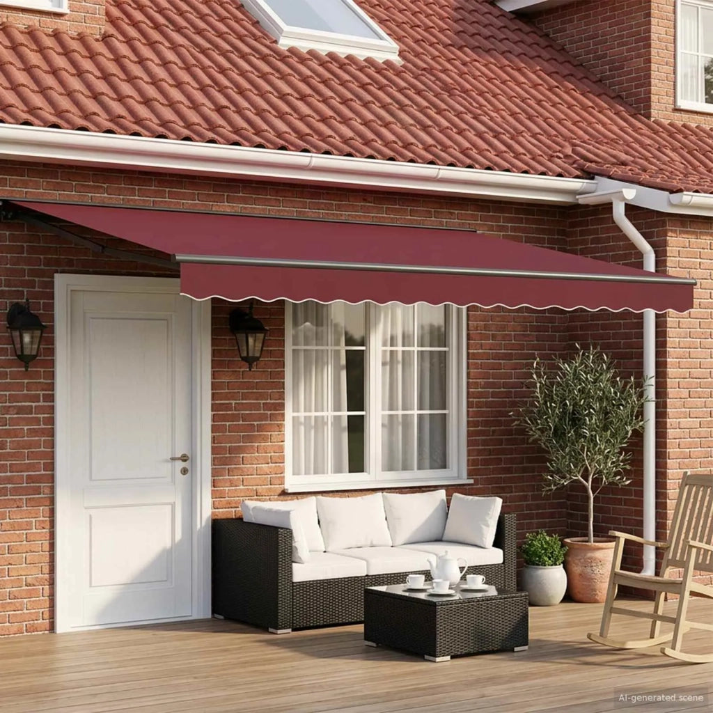 Cornice per Tenda Manuale con LED Borgogna e Antracite 4 × 3 m 3420843