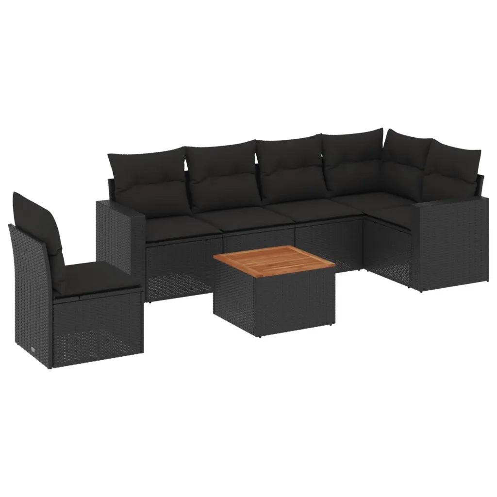Set Divani da Giardino con Cuscini 7pz Nero Polyrattan 3224144