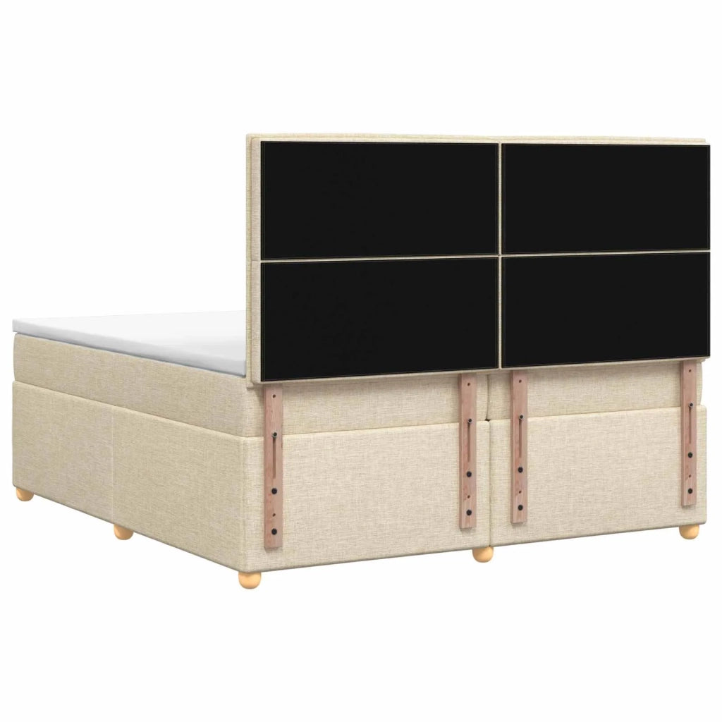 Letto box spring con materasso Crema 200 x 200 cm Tessuto 3455439