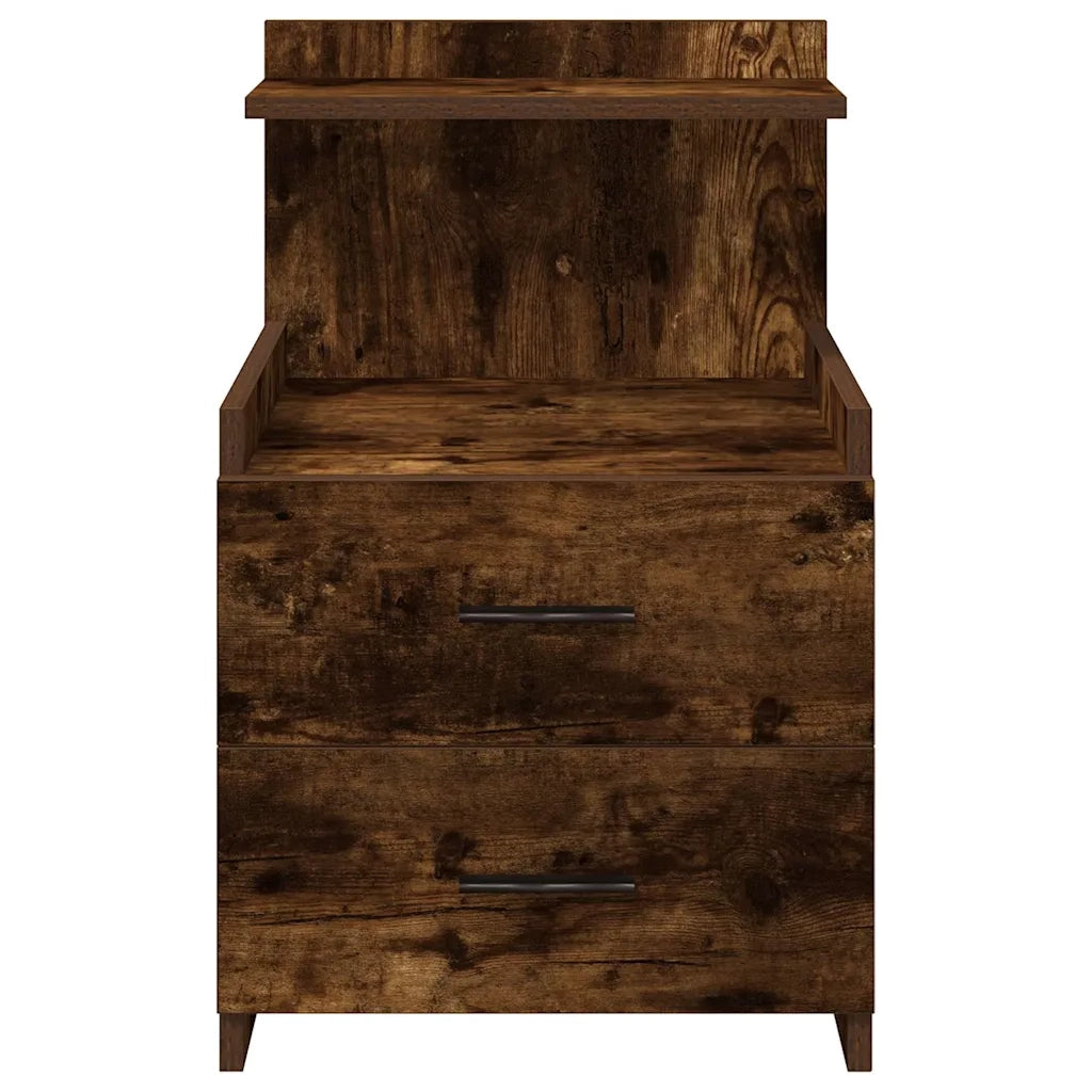 Comodino con 2 cassetti Rovere Affumicato 40x36,5x62 cm