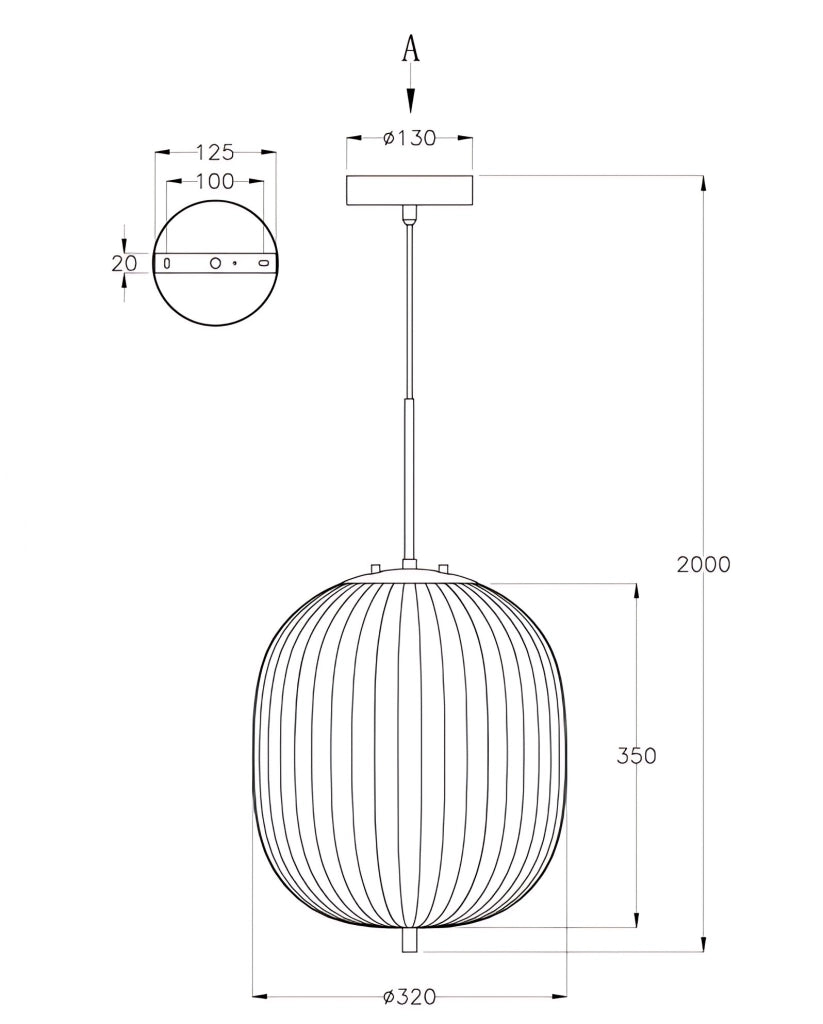 Domizia Lampada a Sospensione in Metallo e Vetro Soffiato Nero Ø320mm, Attacco E27, Design Elegante per Interni IP20 Classe 1