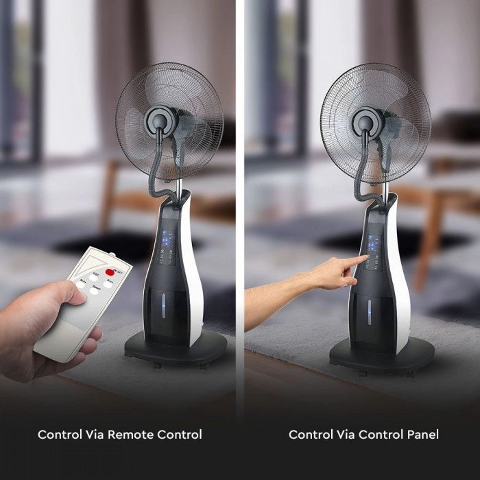 Ventilatore Nebulizzatore LED 80W con 3 Pale da 17" Base Rotonda e Telecomando (Capacità 3.2L)