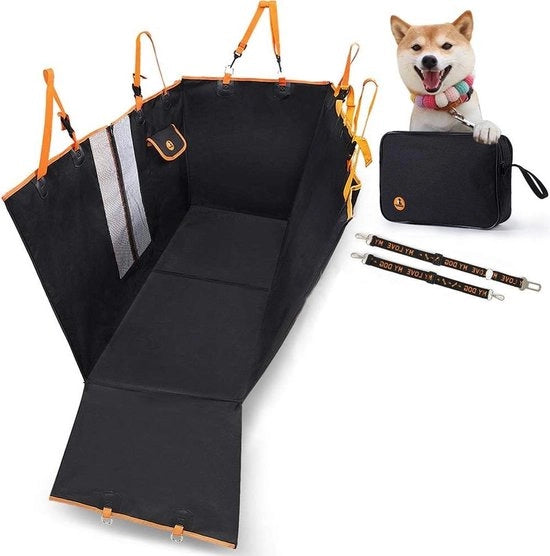 Cuscino per Auto Convertibile per Cani con Fessura a Rete, Borsa di Stoccaggio e Cinture di Sicurezza - Resistente ai graffi, Non Slittente - per Auto, Camion, SUV (Nero)