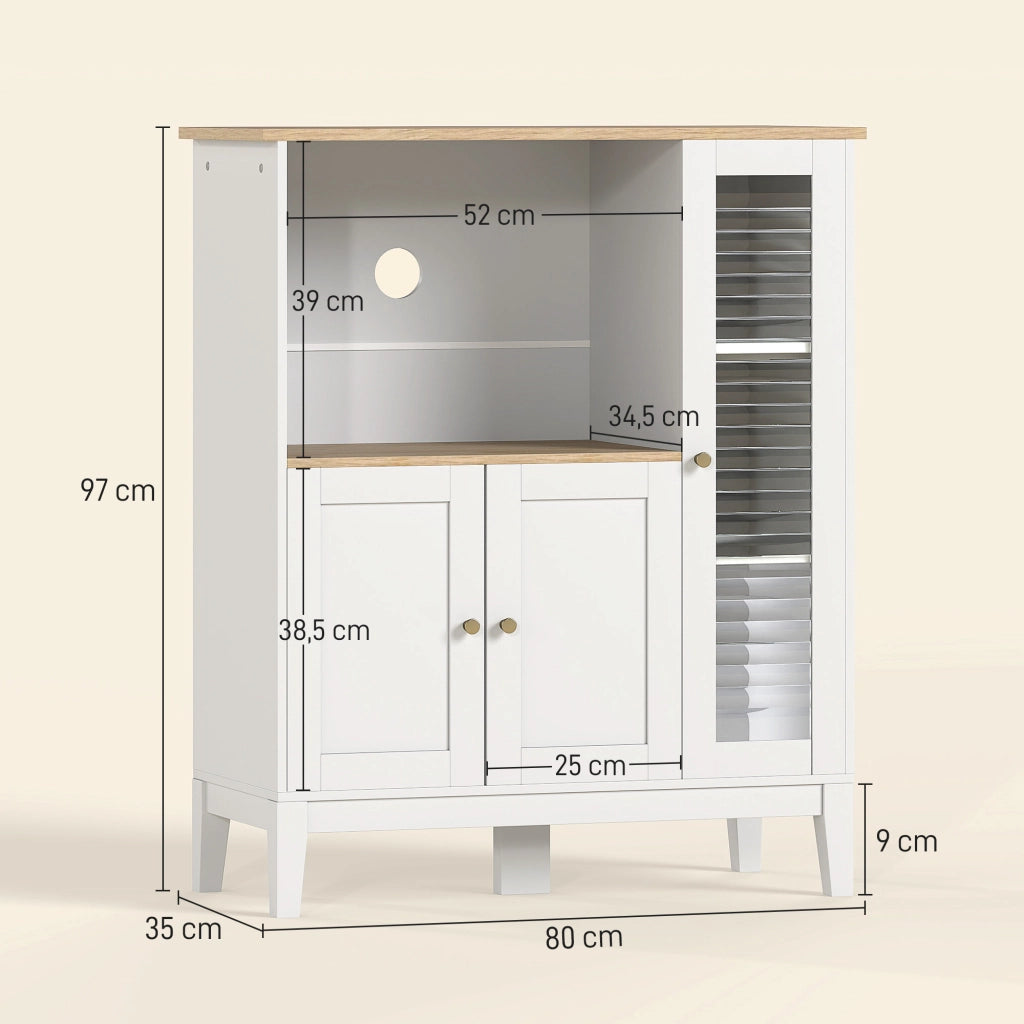 Mobile da cucina con 3 ante e ripiani ¨C zephmum ¨C bianco 80x35x97