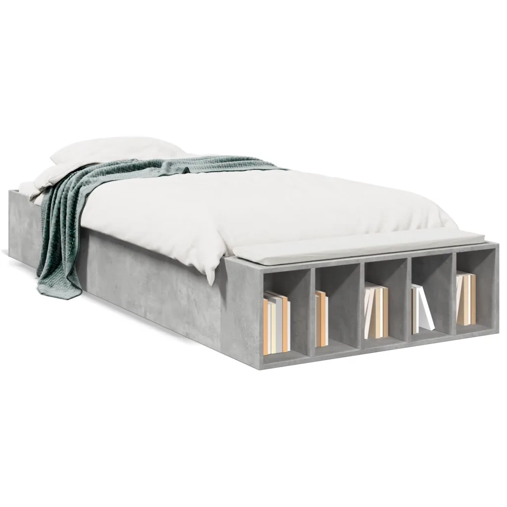 Giroletto-Struttura Letto Grigio Cemento 90x200 cm in Legno Multistrato 270056
