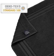 Set di asciugamani per doccia e tappeto da bagno 2 in 1 - 600 g/m², 100% cotone, assorbente e rapidamente asciutto, 50 x 70 cm, nero