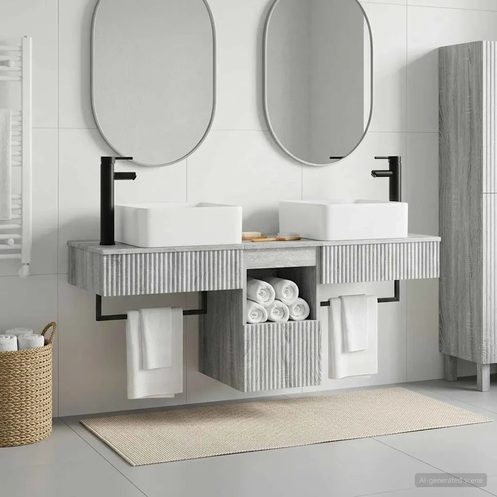 Set di mobili per il bagno 3 pz Sonoma grigio 3405603
