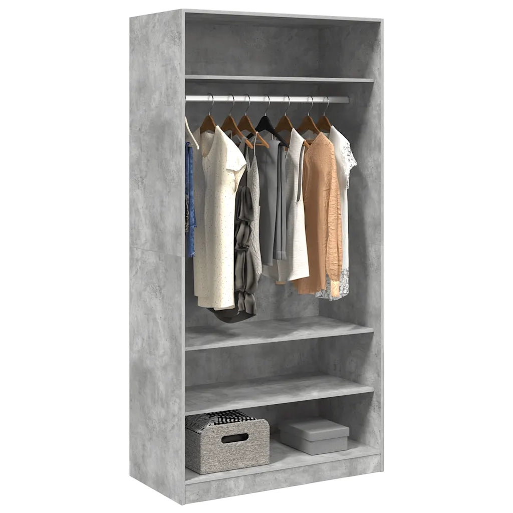Armadio Grigio Cemento 100x50x200 cm in Legno Multistrato