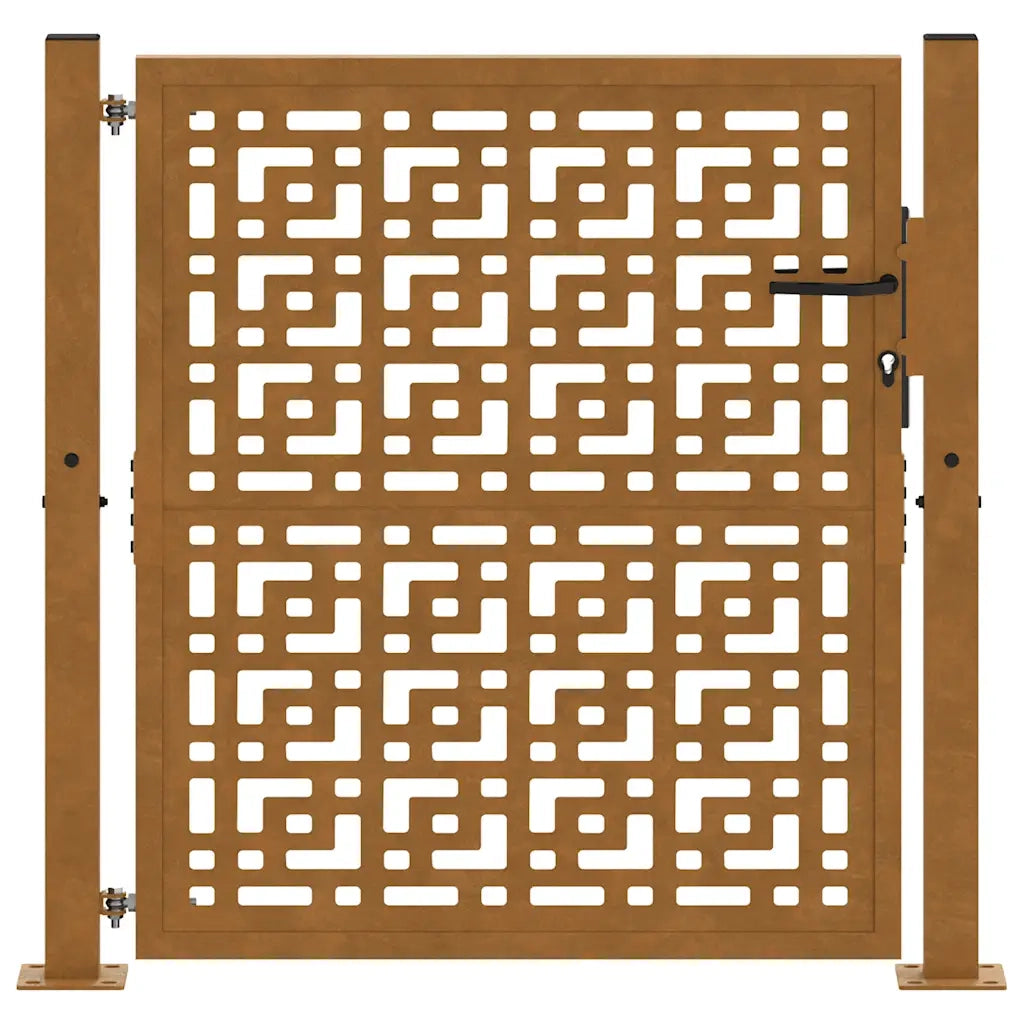 Cancello da giardino 100x100 cm in acciaio corten con design a croce 4101004