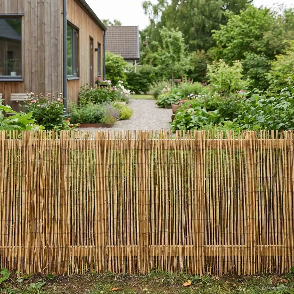 Recinzione per Giardino | Recinzione da cortile Carbonizzato 600 x 90 cm Giunco