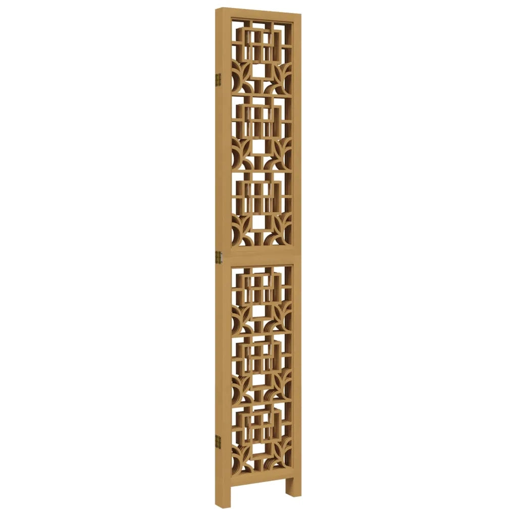 Divisorio Ambienti 5 Pannelli Marrone Legno Massello Paulownia 358872