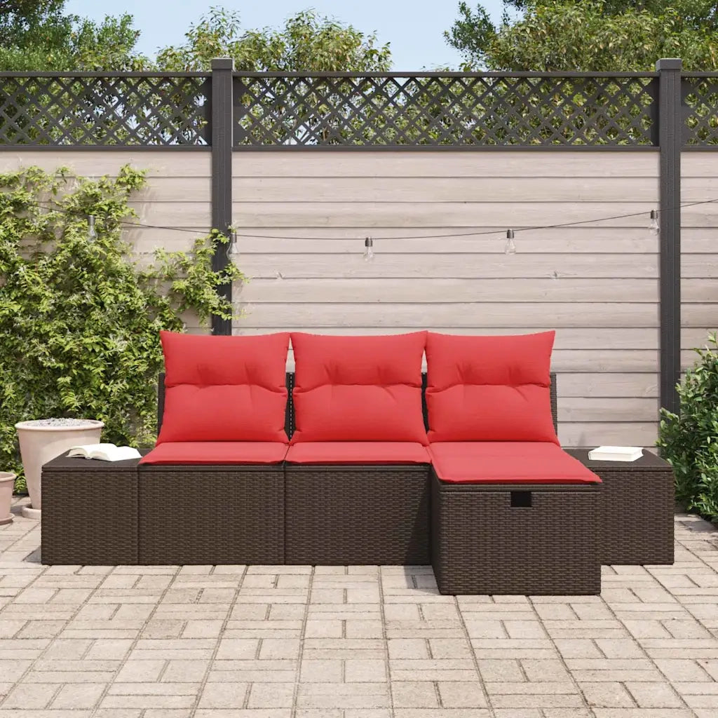 Set Divano da Giardino con cuscino 4 pcs polyrattan