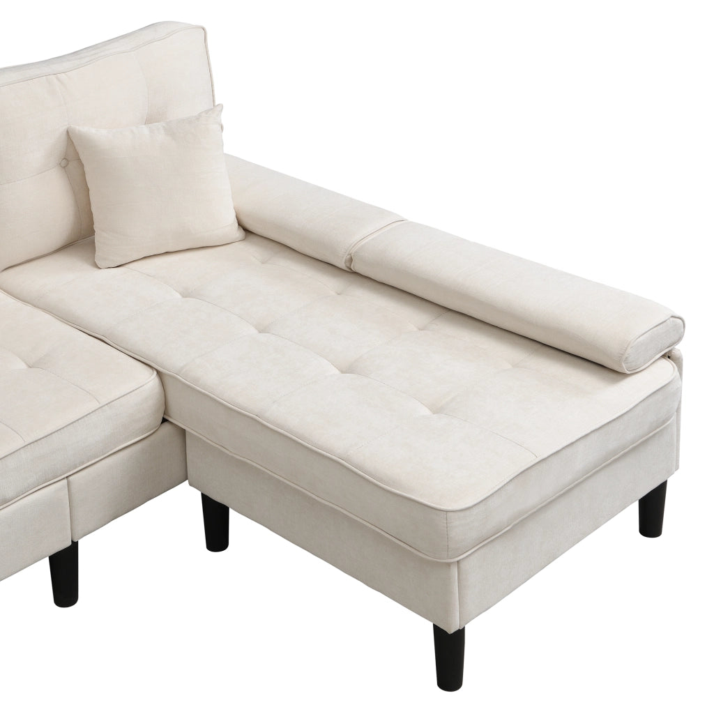 Divano Angolare Chaise Longue con Funzione Letto ¨C MINIMAL ¨C Chenille, 3 Posti, 195 cm