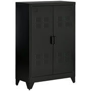 Credenza con ripiani regolabili e ante a lamelle, per ufficio e casa - 75×33×110 cm - nero