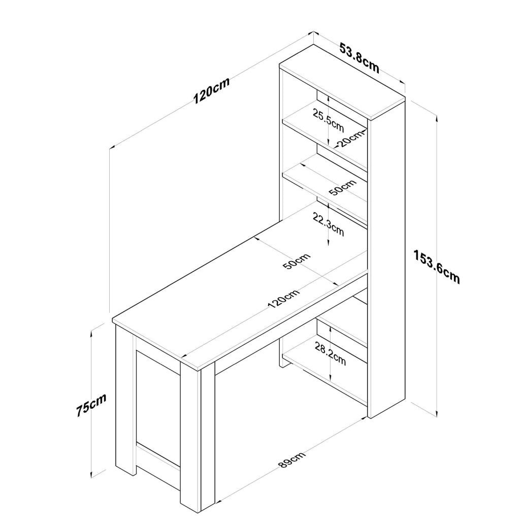 Tavolo da pranzo in legno "Jong" con ripiani - 120 x 54 x 154 cm - Marrone