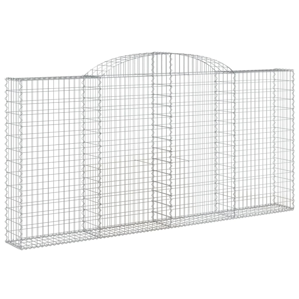 Gabbioni per recinzione gabbie muri di contenimento ad arco 10 pezzi 300 x 30 x 140/160 cm ferro zincato argento 02_0040256