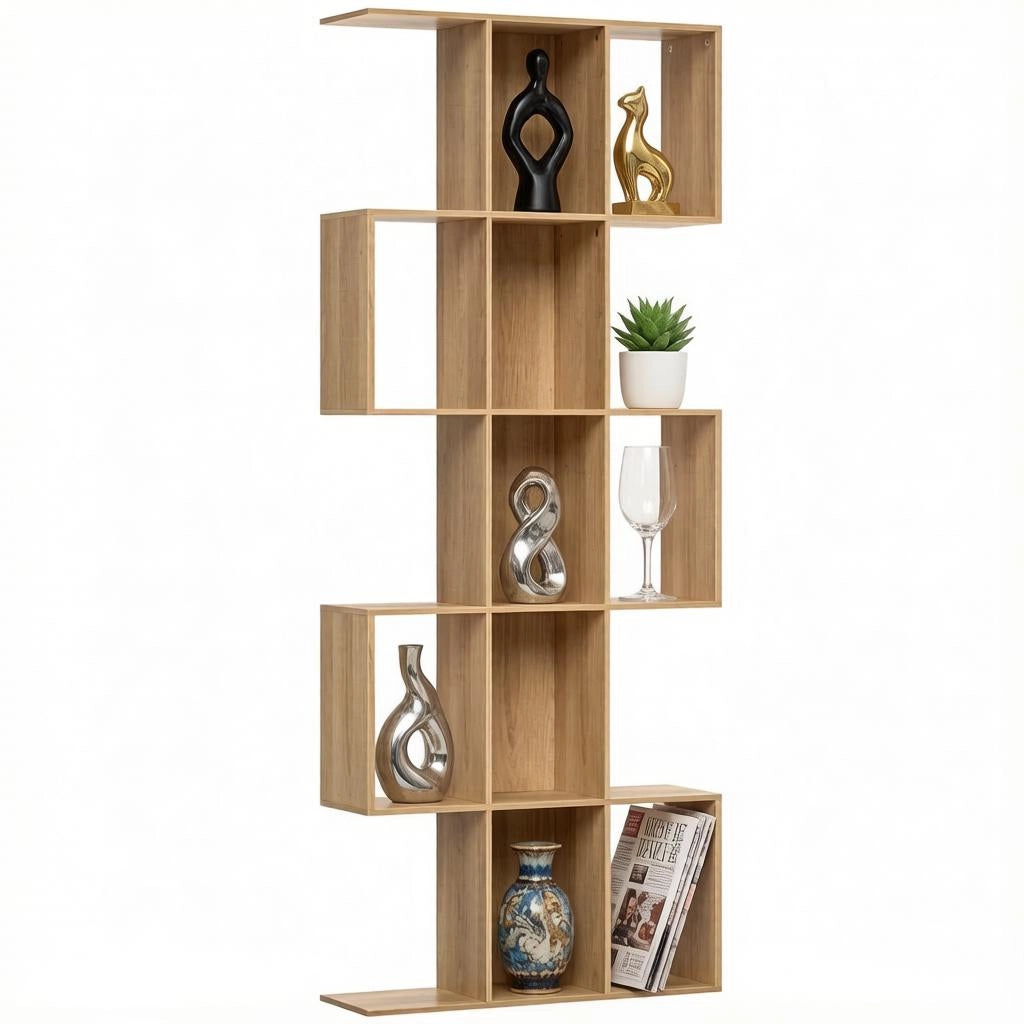 LIBRERIA a 5 livelli 80x24x200 cm MDF effetto rovere