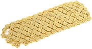 Catenaccio per Bicicletta Ultraleggero 11 Velocità - 116 Anelli - Colore Oro - Acciaio - Design Hollow-Out - Peso 270 g - Lunghezza Totale 147 cm