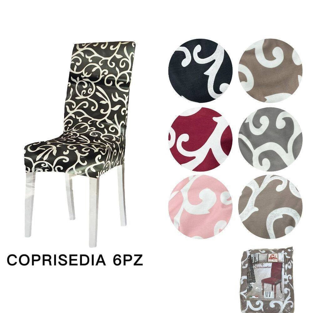 Trade Shop - Set 2 Pz Coprisedia Copertura Spalliera Elasticizzati Con Ghirigori Vari Colori -