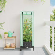 Vaso da Giardino con Copertura per Serra e Ruote Nero PP 3422925