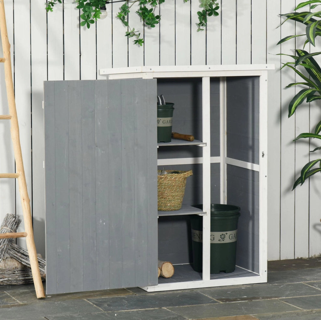 Armadio da esterno in legno nero con 2 ripiani 75x56x115 cm