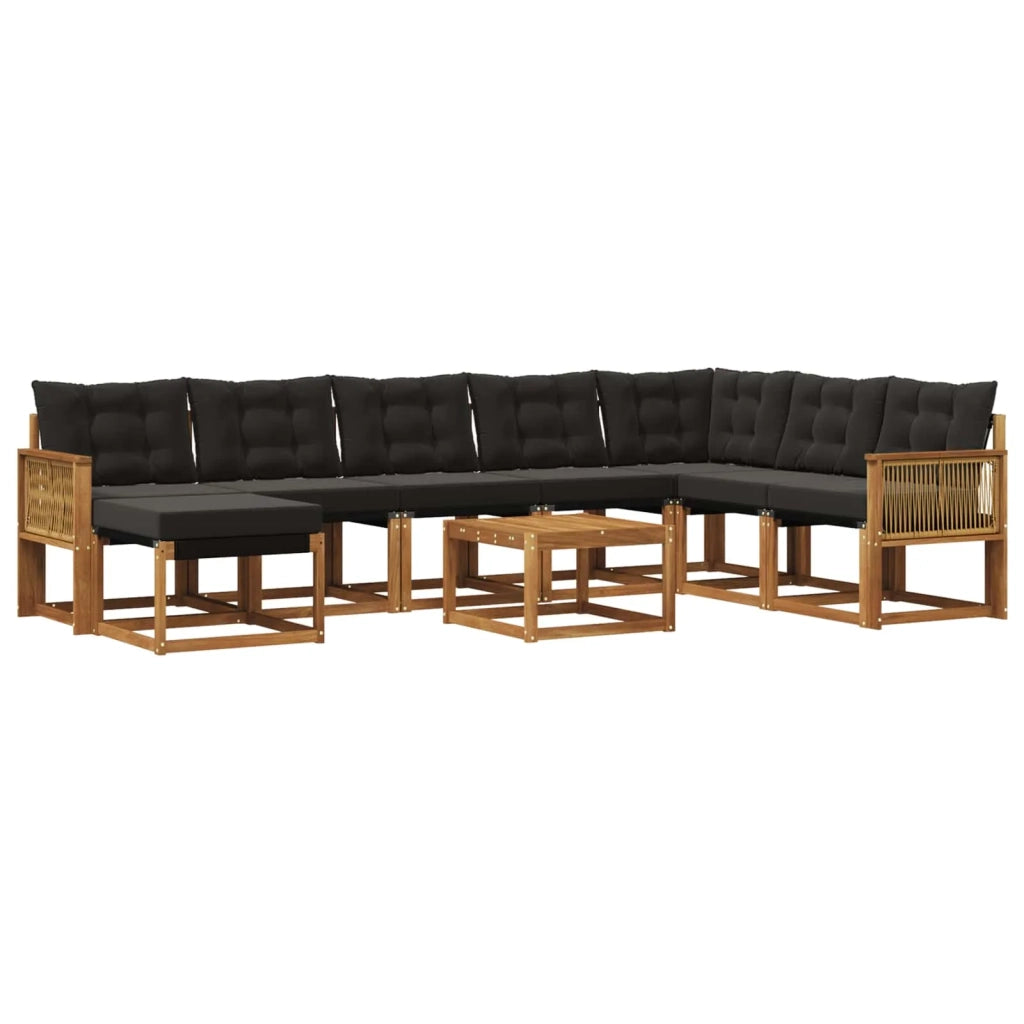 Set di divani da esterno 9 pz Naturale e Nero 3382164