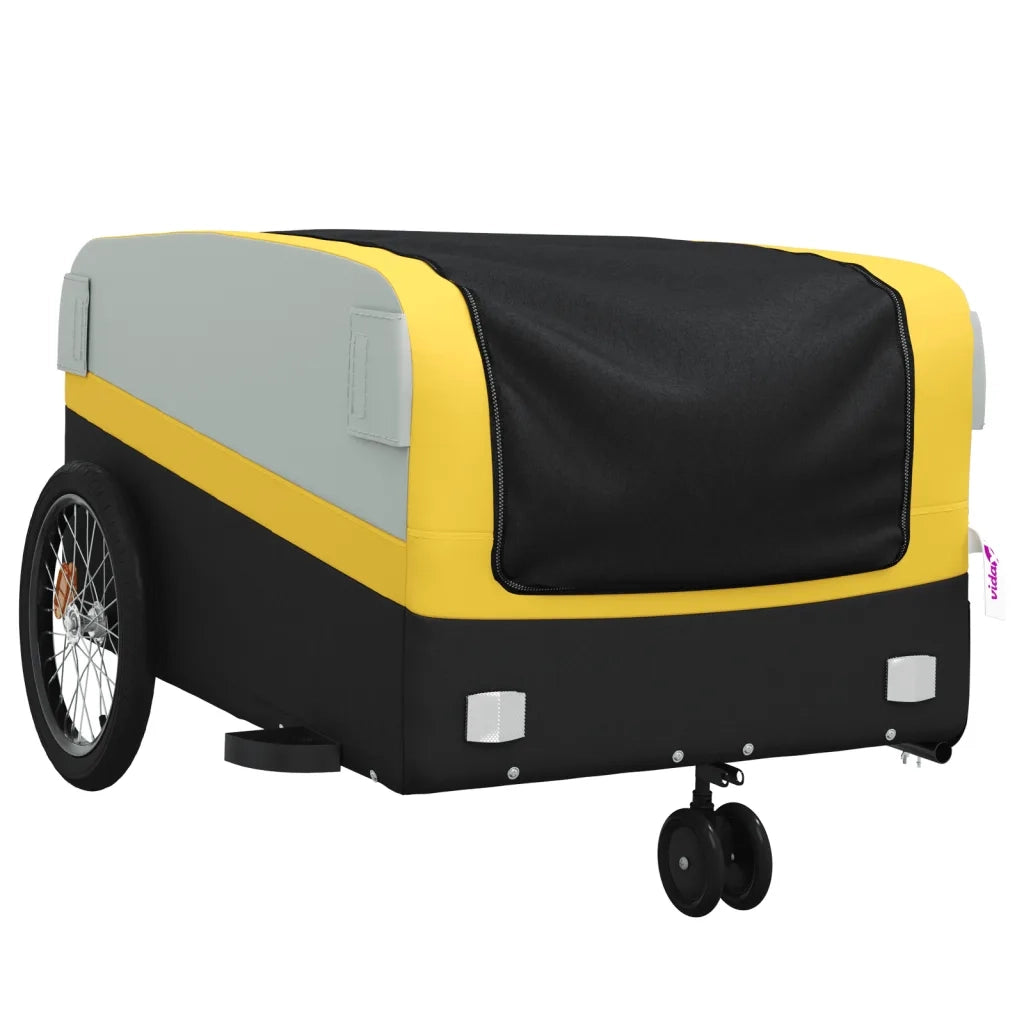 Rimorchio da Bici Nero e Giallo 45 kg in Ferro 94064