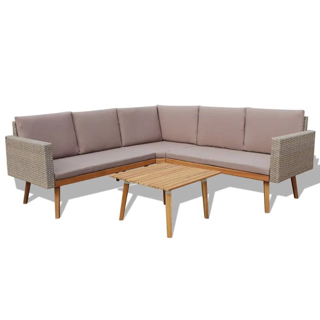 Set Divani da Giardino 4 pz con Cuscini in Polyrattan Grigio 43133