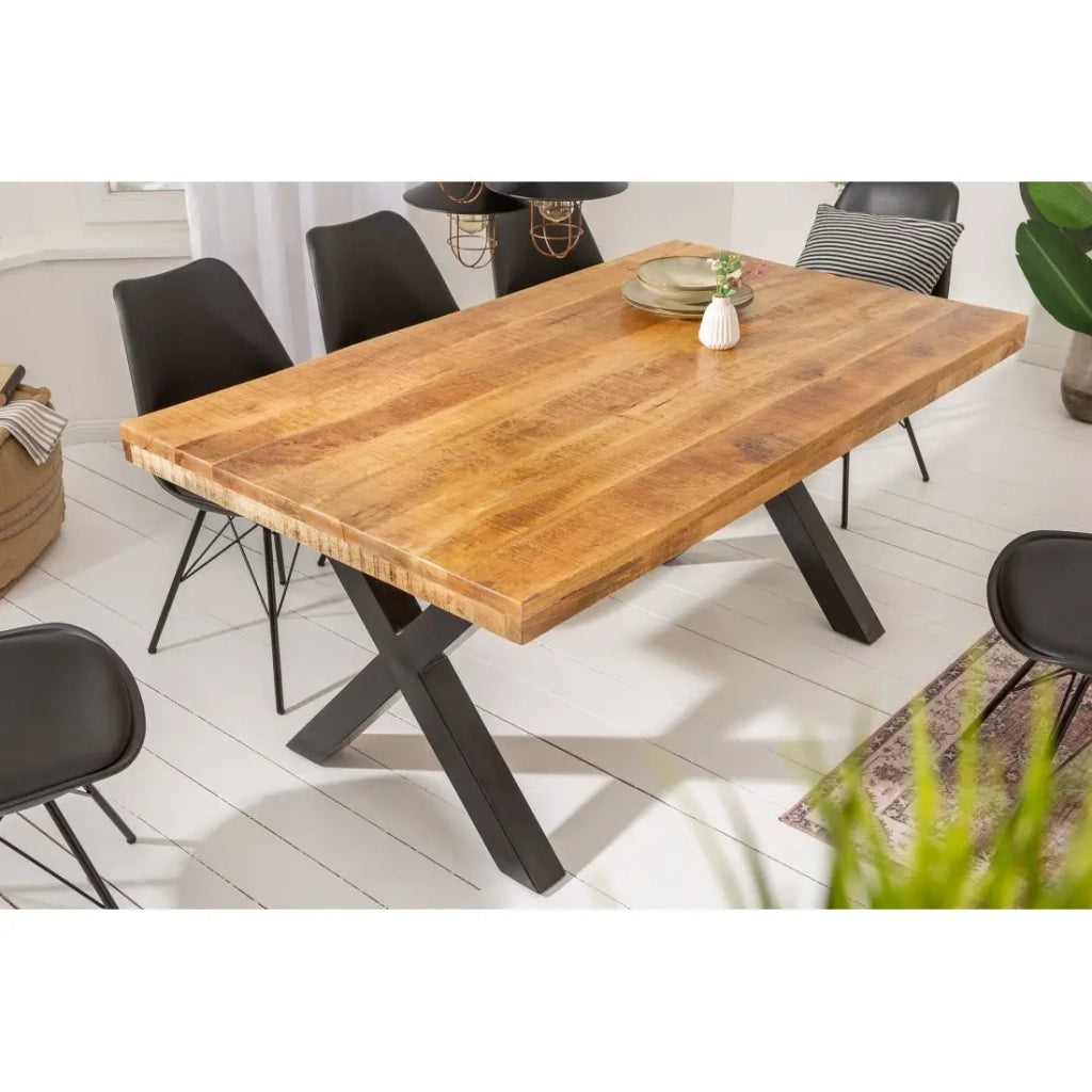 Tavolo da pranzo LODEN - Legno massiccio di mango verniciato - 160 cm - Stile industriale