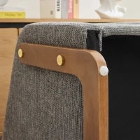 Poltrona d'arredo per soggiorno con braccioli in legno, cuscino posteriore e tessuto in chenille, 73.5x73.5x73.5 cm, Grigio