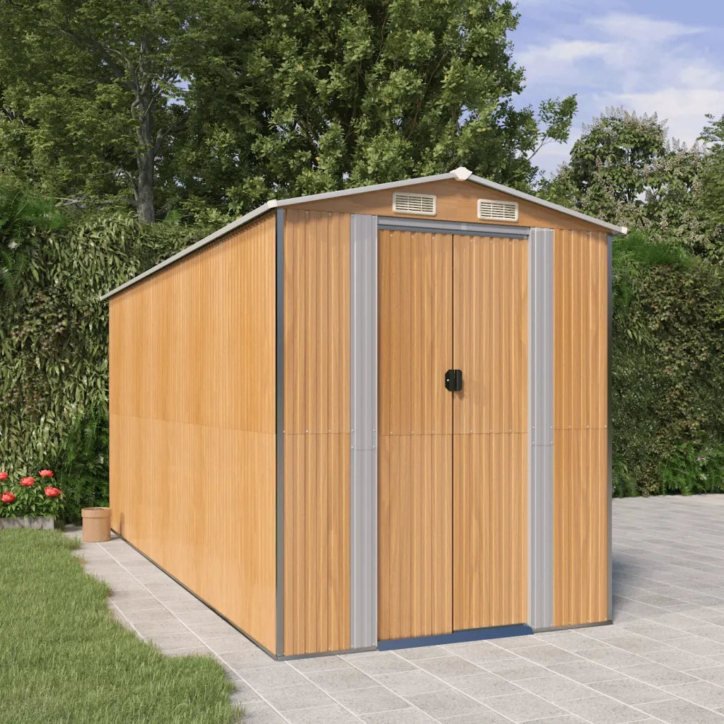 Capanno Giardino Marrone Chiaro 192x440x223 cm Acciaio Zincato 3147474