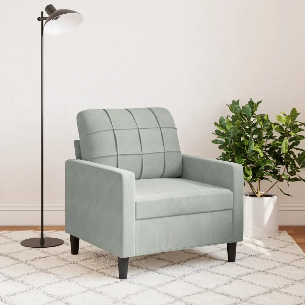 Poltrona Grigio Chiaro 60 cm Velluto 4007604
