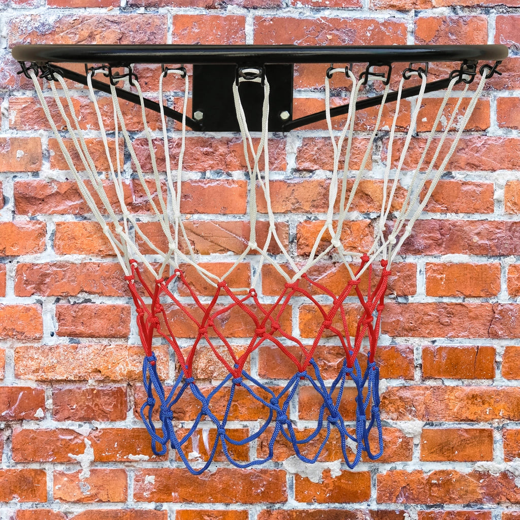 Area giochi canestro da basket con telaio in acciaio e rete in nylon da parete nero 45 cm e montaggio semplice