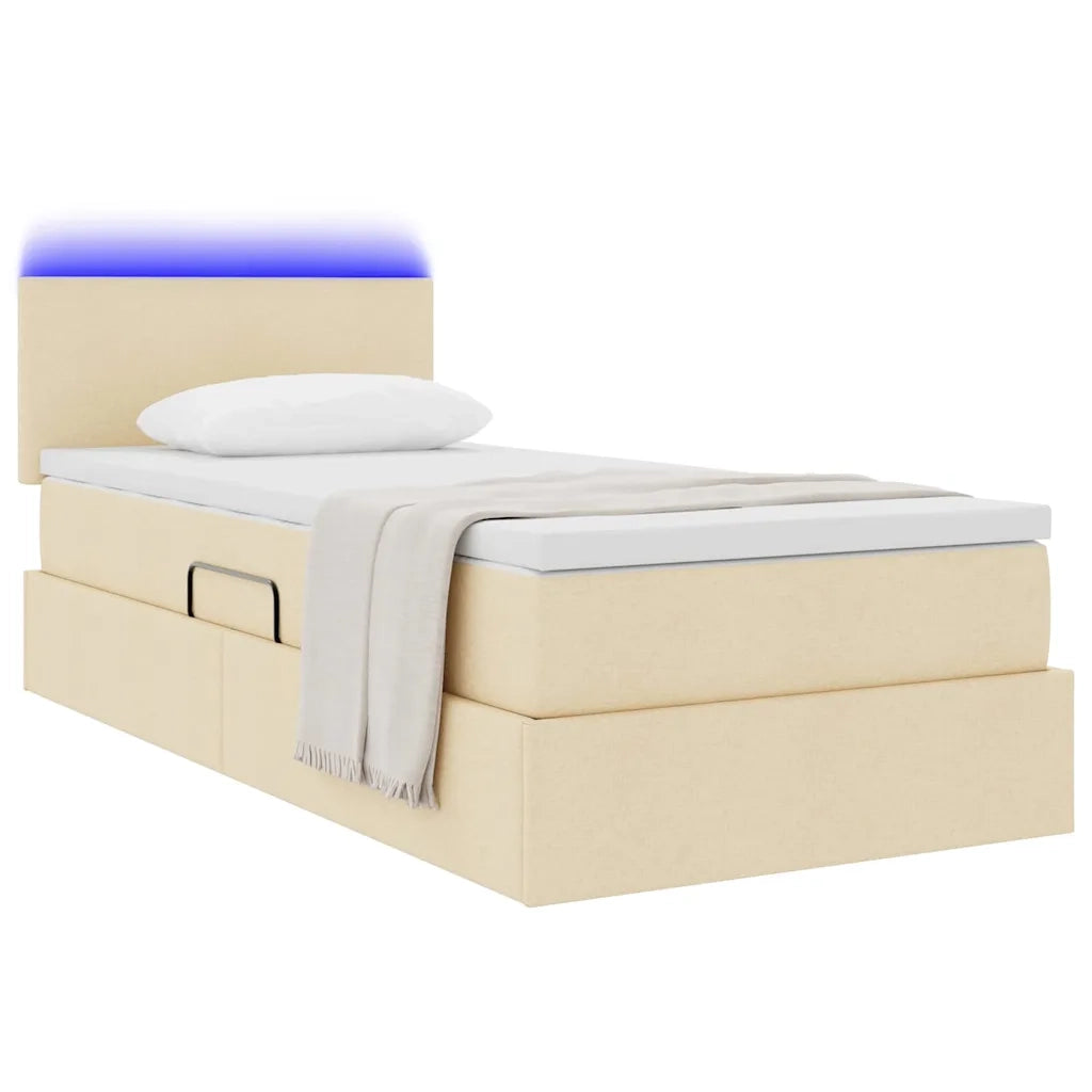 Letto con contenitore e LED Crema 100 x 200 cm Tessuto 3371065