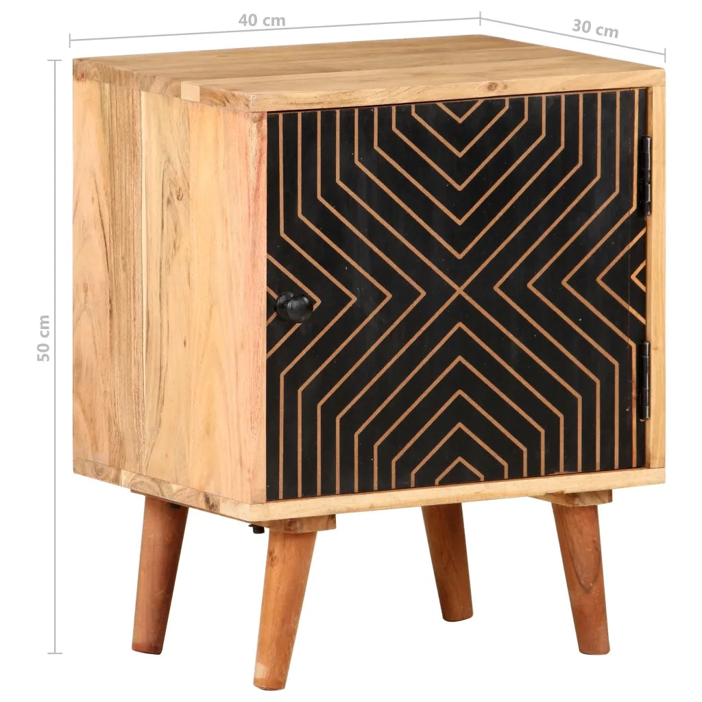 Comodino | Armadio da Notte | Mobiletto da notte 40x30x50 cm in Legno Massello di Acacia