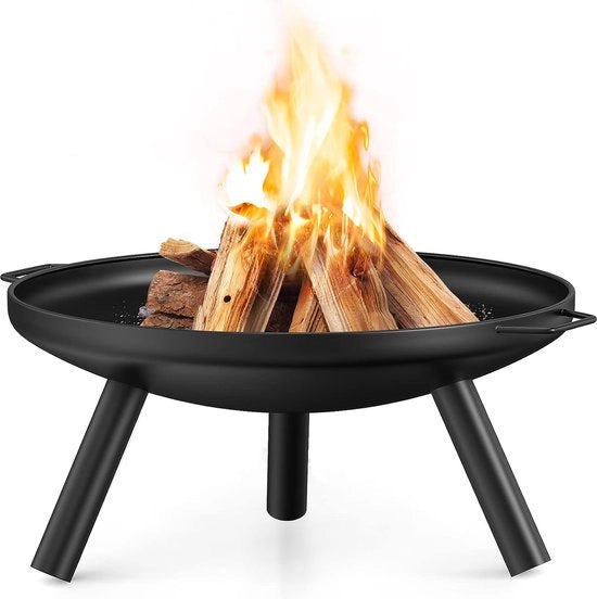Scaletta a fuoco 60 cm, scaldino per giardino, scaldino multifunzionale in ghisa con maniglie e 3 supporti accessibili, con vernice sicura e duratura, per riscaldamento esterno, barbecue e feste