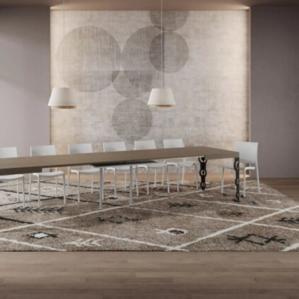 Tavolo allungabile 140/400x90 cm Karamay tortora gambe antracite