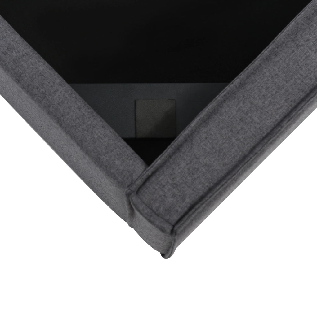 Letto matrimoniale imbottito ULEVR 160x200 cm con contenitore e rete a doghe, cotone grigio