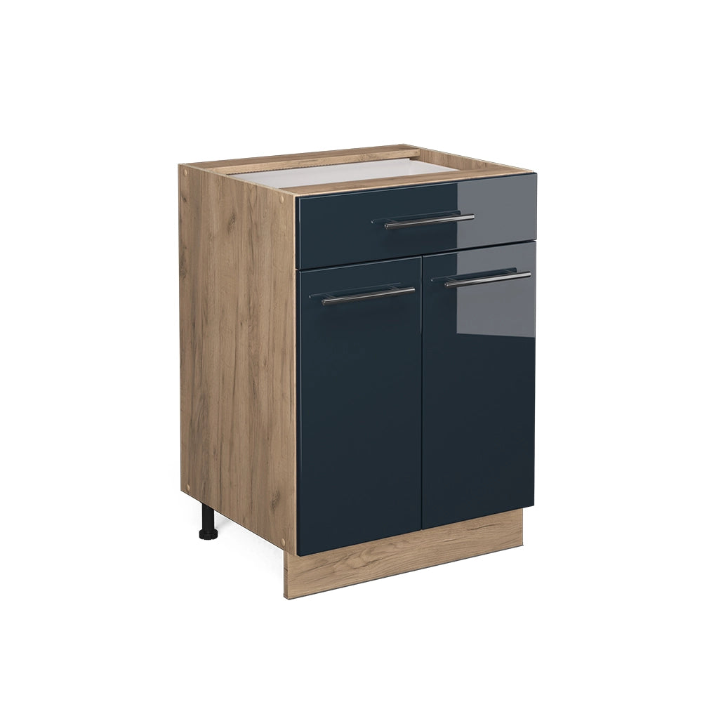 Vicco Armadi da cucina  Blu scuro lucido 60 cm con cassetto, senza piano di lavoro
